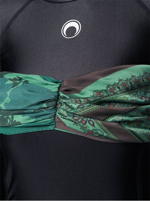 con sciarpa incrociata sul davanti MARINE SERRE | JEU30FW19JERSEYTOPUPCYCLEDSCARFBLACK/GREEN